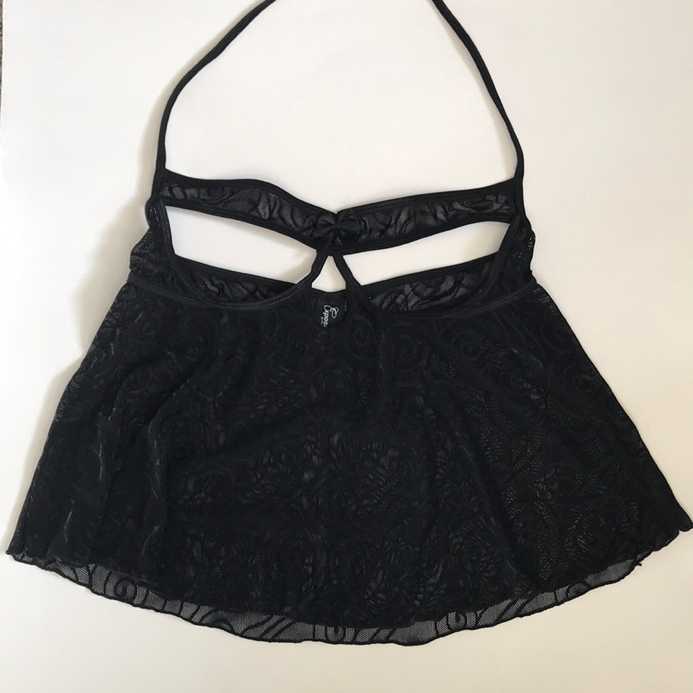 NWOT Sexy Black Lace Lingerie Top, Boobless Halter Top with Boob Cutouts